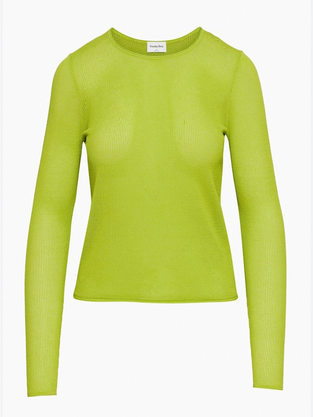 Aritzia Sunday Best Green Down Town Mesh Knit Crewneck Sweater Top Extra Small - Picture 2 of 15